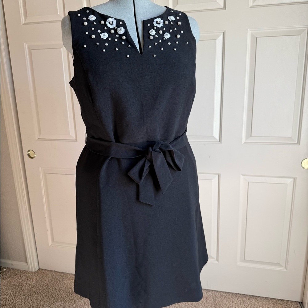 Roz & Ali Black Sleeveless Embellished Belted Dress Size 24